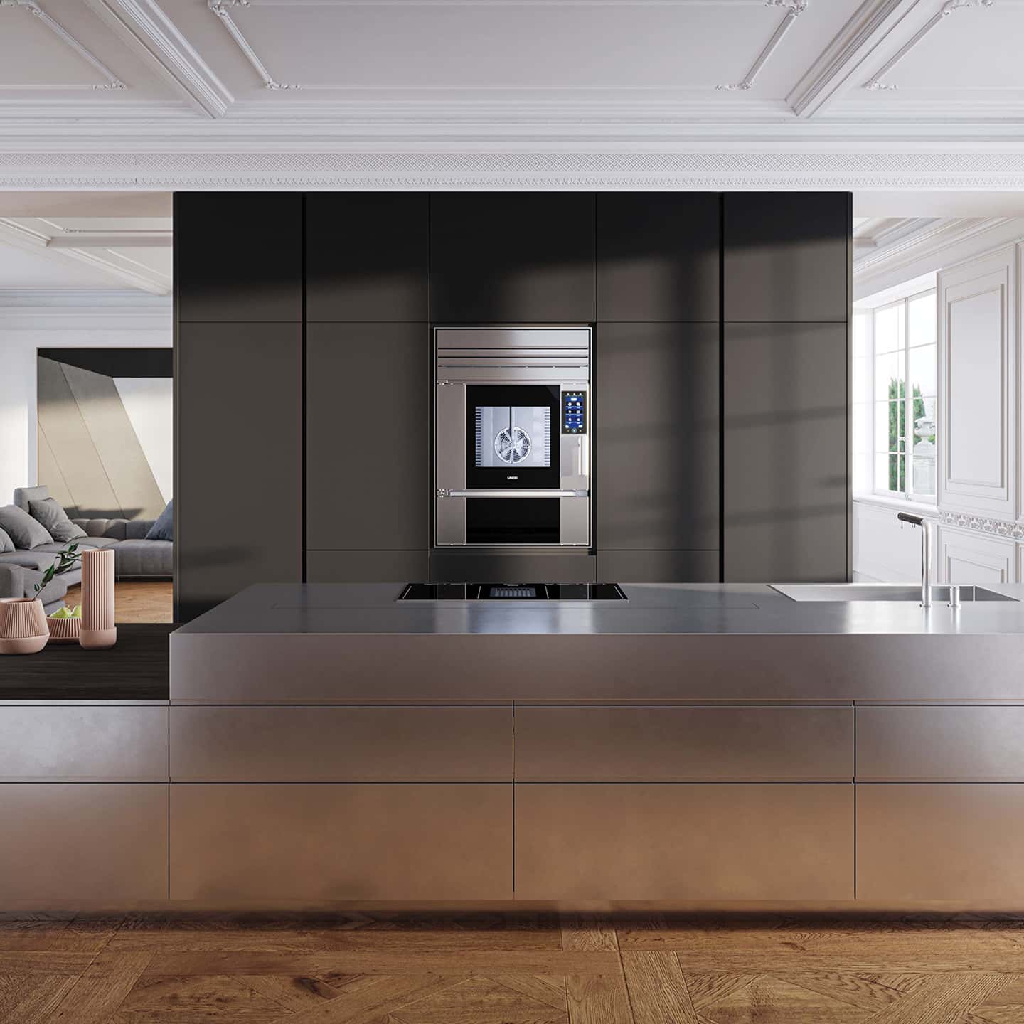 High-end luxury kitchen in Paris with SuperOven Model 1S smart oven by Unox Casa